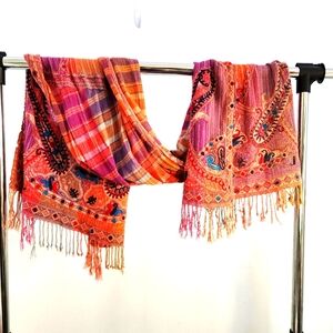 Colorful Bohemian Scarf with Fringe